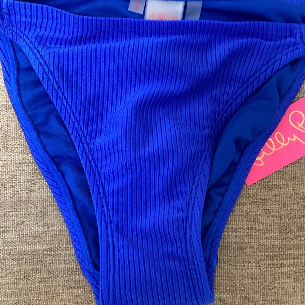 Lilly Pulitzer Ribbed Cobalt Blue Women's Bikini Bottom Sz 2 NWT